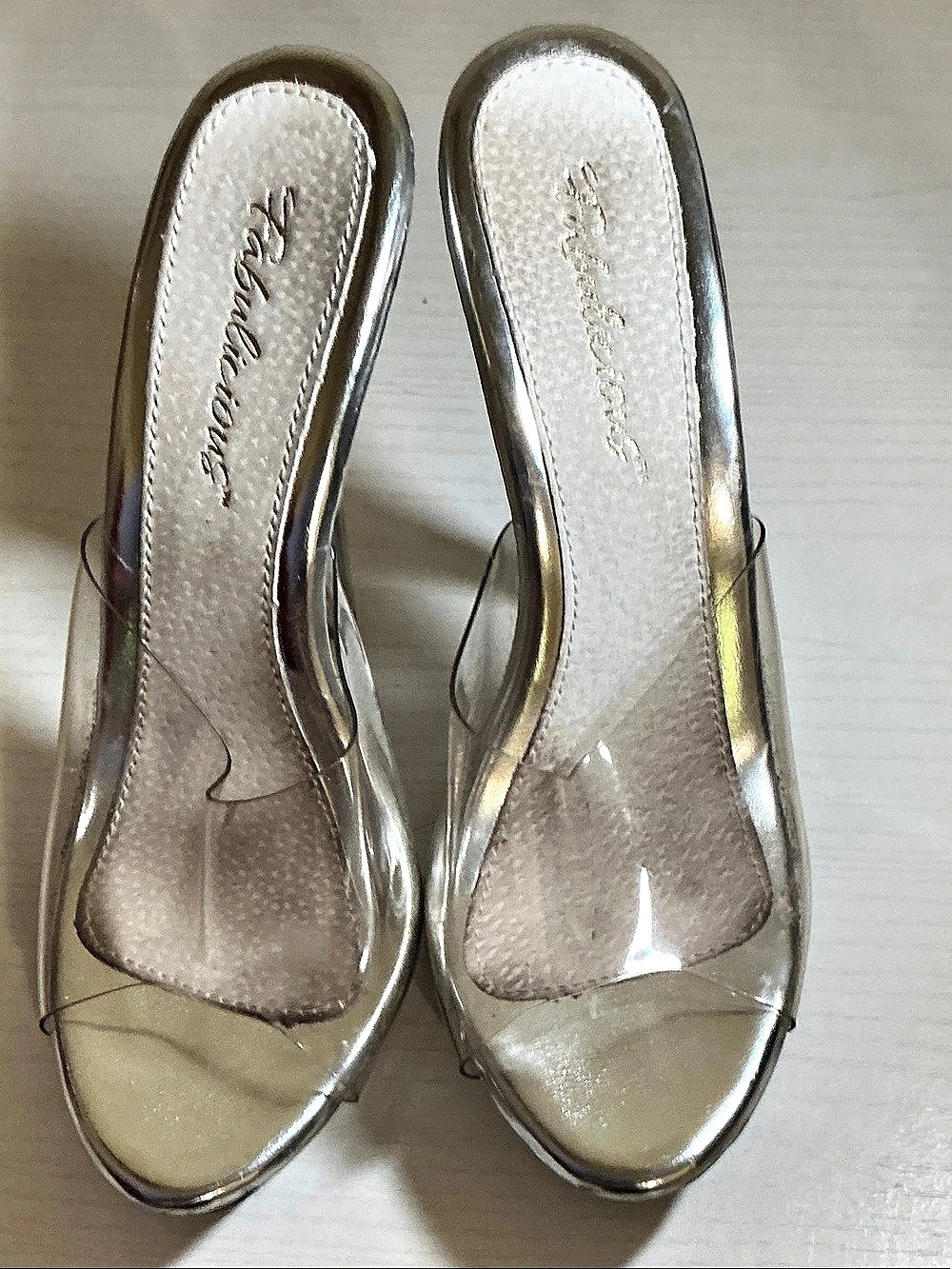 Promiscuous Clear & Silver Platform Heels